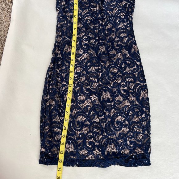 Sequin Heart Lace Halter Bodycon Homecoming Dress Navy Blue & Nude Siz… - Picture 3 of 7